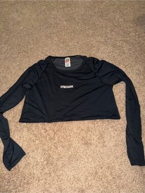 Gymshark Black Long-Sleeve Cropped Training Top